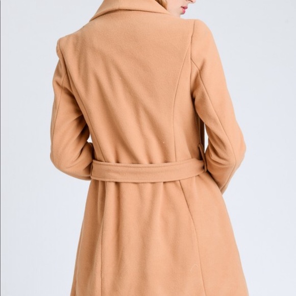 Camel Drape Collar Trench Coat - Picture 6 of 6